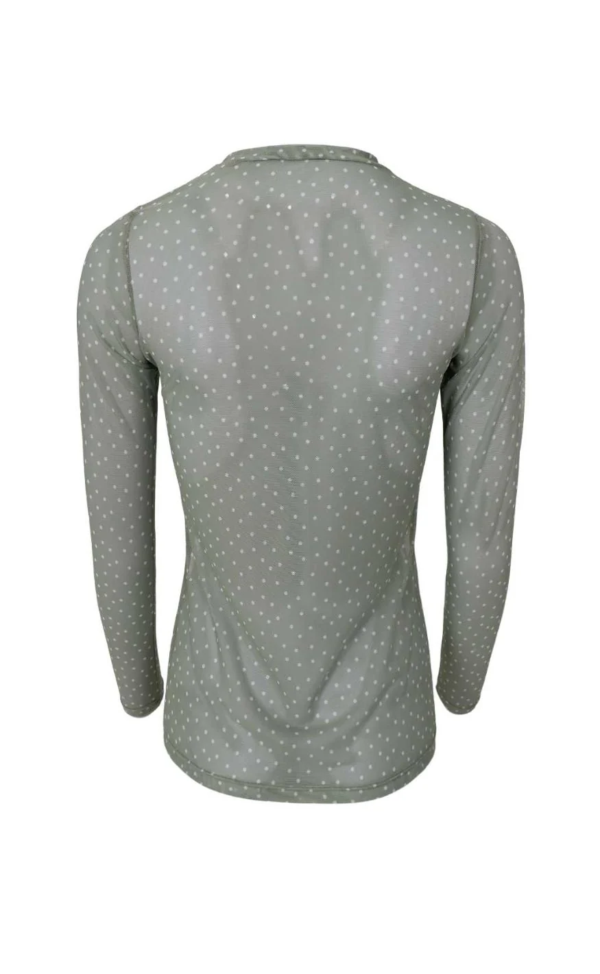Black Colour Bluse - Anne Mesh - Green Dot - Image 3