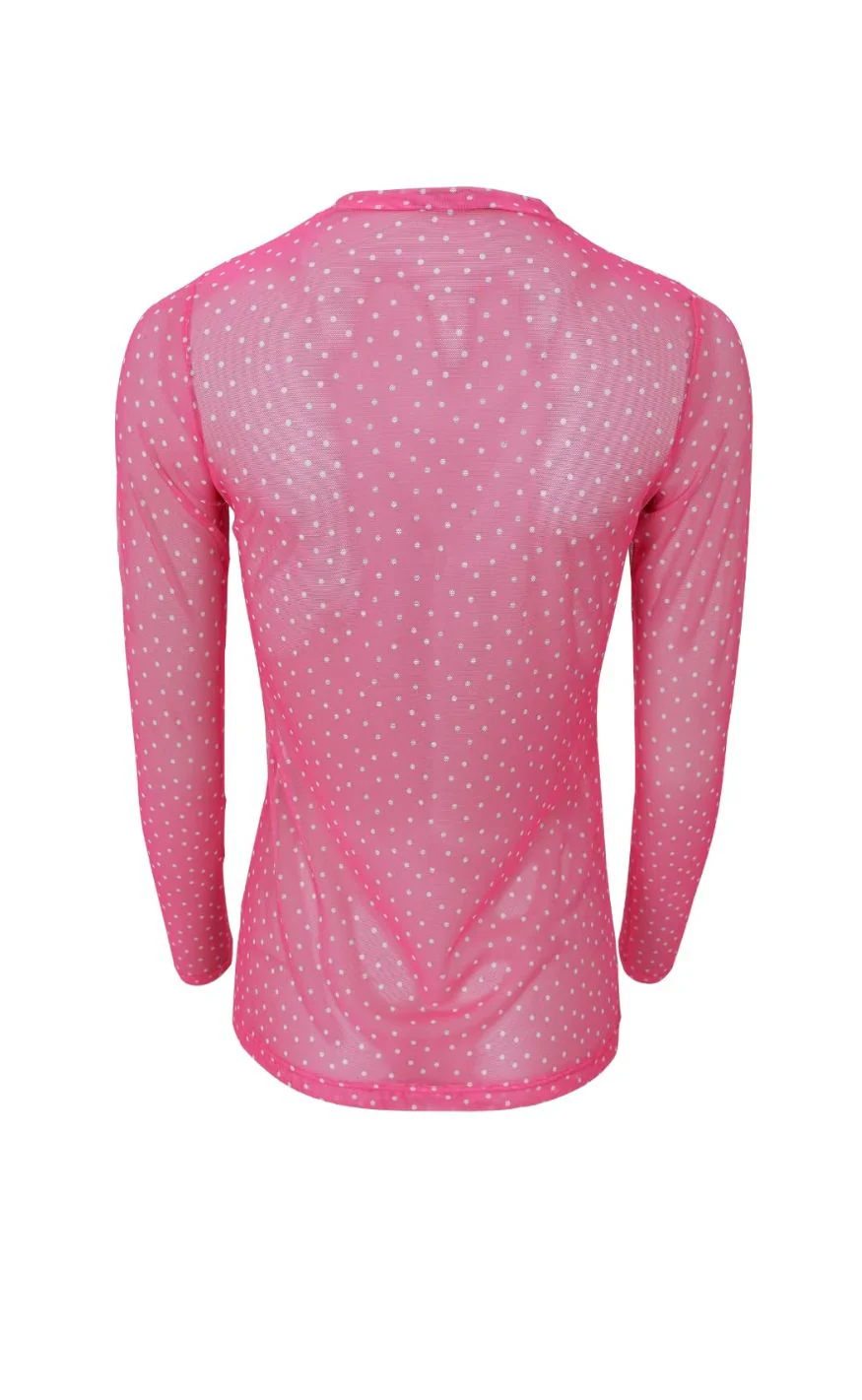 Black Colour Bluse - Anne Mesh - Pink Dot - Image 3