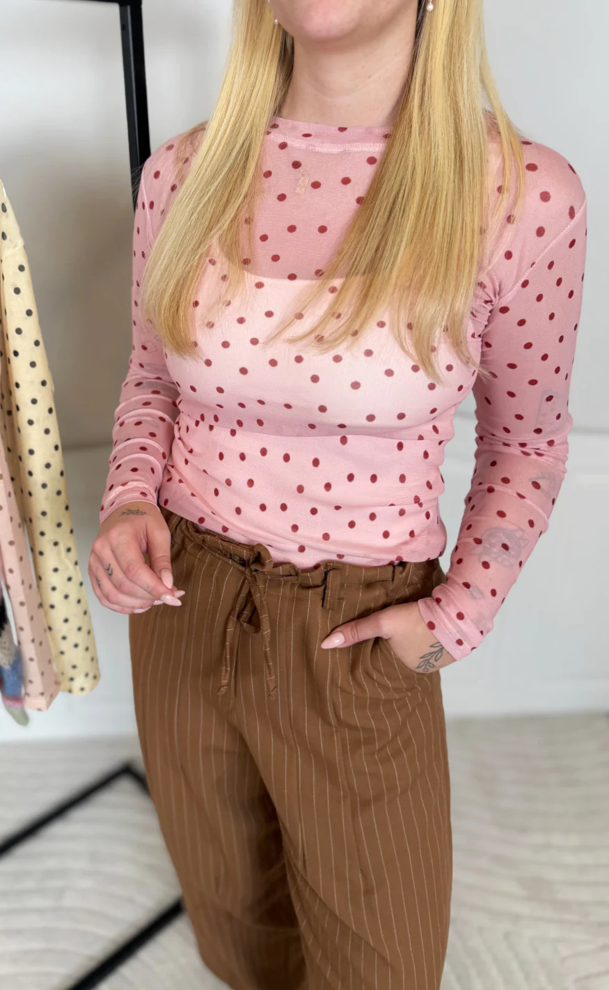 Black Colour Bluse - Annie Mesh - Rose Dot - Image 5