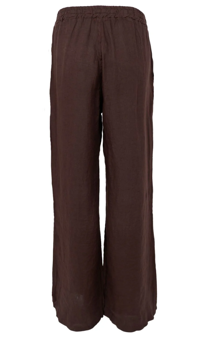 Black Colour Bukser - Melina Wide Linen - Coffee - Image 2
