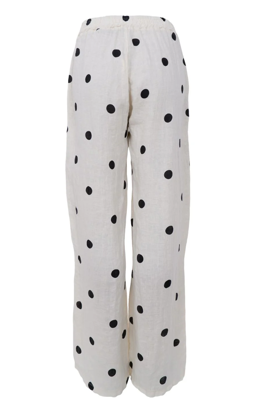 Black Colour Bukser - Melina Wide Linen - Dot - Image 2