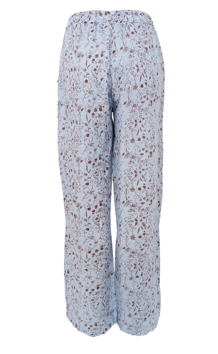 Black Colour Bukser - Melina Wide Linen - Floral - Image 2