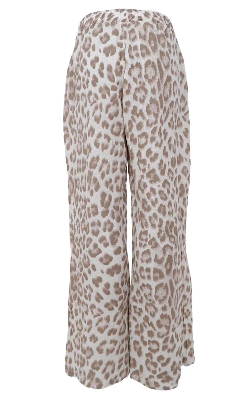 Black Colour Bukser - Melina Wide Linen - Nougat Leo - Image 2