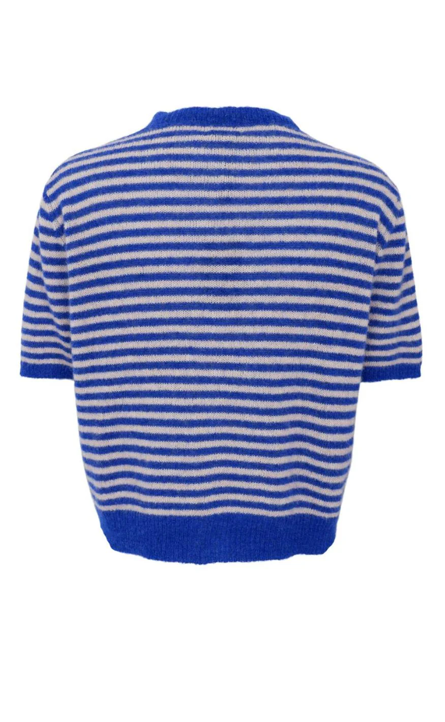 Black Colour Cardigan - Dell Striped SS - Blue - Image 3