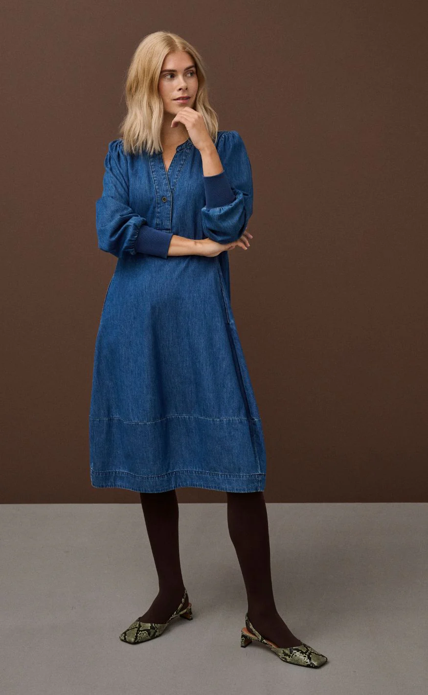 Culture Kjole - Allura Arpa Rib - Dark Blue Wash - Image 3