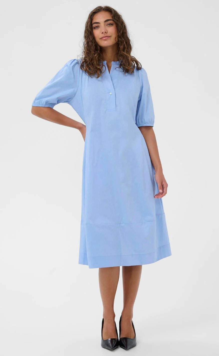 Culture Kjole - Antoinett SS Placket - Forever Blue - Image 4
