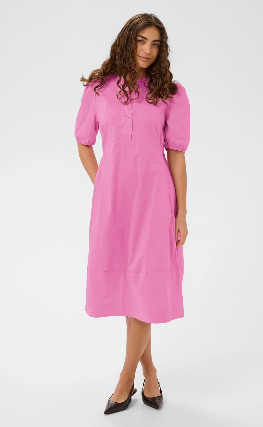 Culture Kjole - Antoinett SS Placket - Fuchsia Pink - Image 2