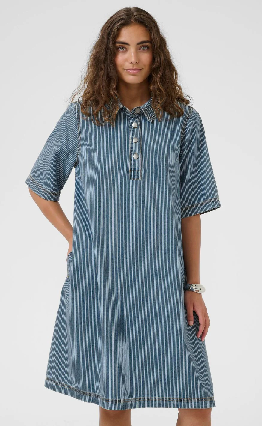 Culture Kjole - Uayna SS - Blue/White Stripe - Image 2
