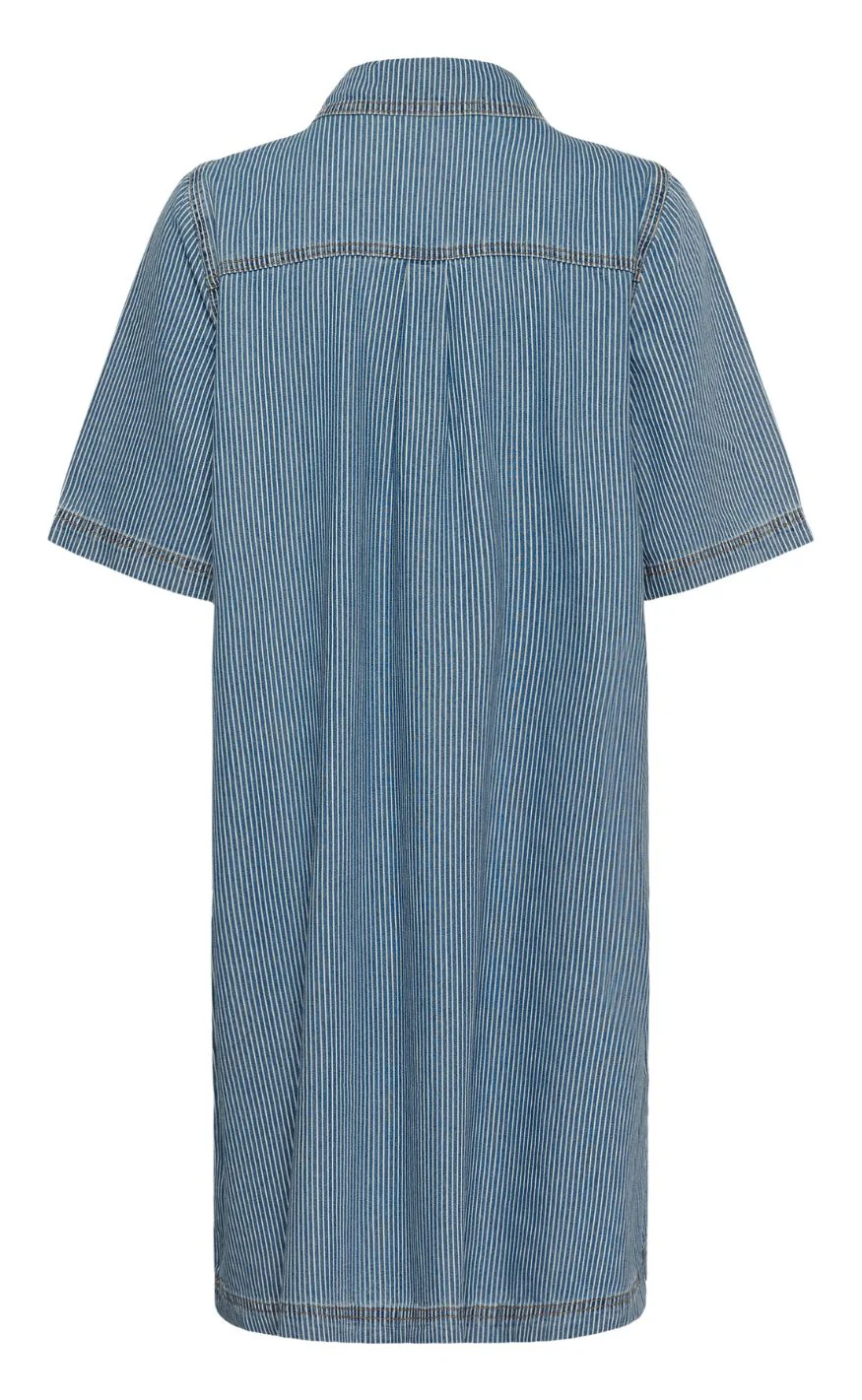Culture Kjole - Uayna SS - Blue/White Stripe - Image 3
