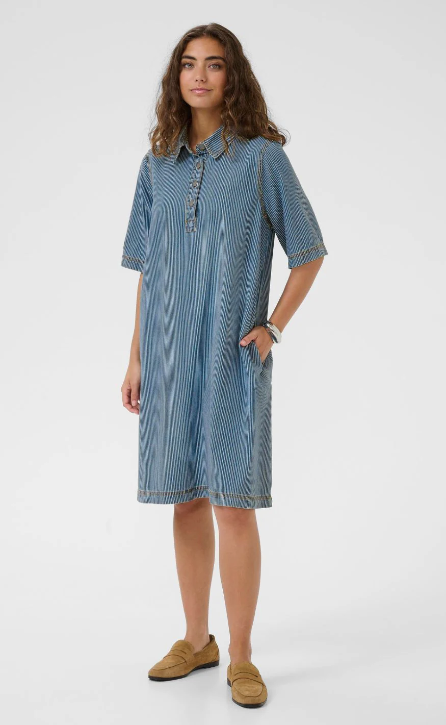 Culture Kjole - Uayna SS - Blue/White Stripe - Image 4