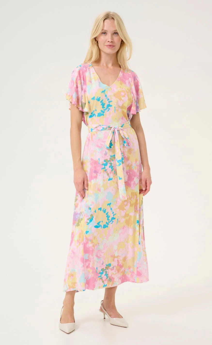 Culture Kjole - Valerie Andrea Long - Yellow/Pink Abstract - Image 4
