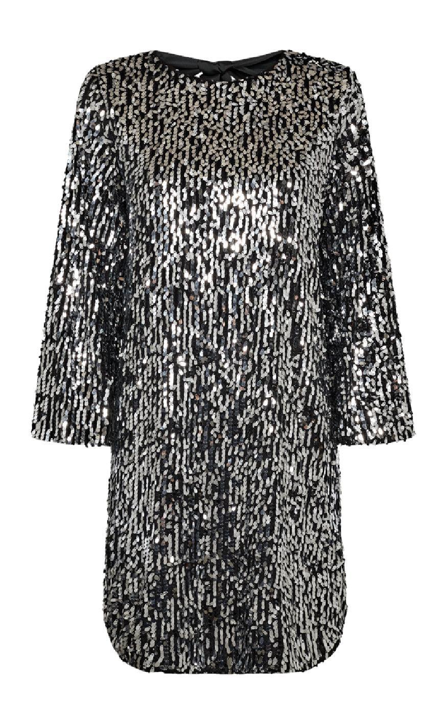 Freequent Kjole - Eve  - Silver w. Black - Image 3