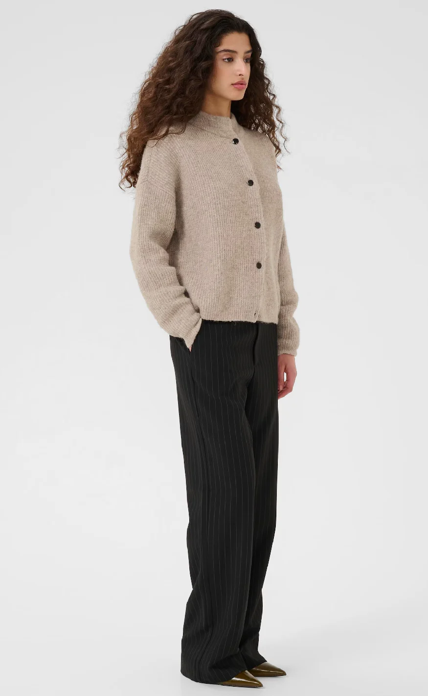 Gestuz Cardigan - Alpha - Warm Sand Melange - Image 5