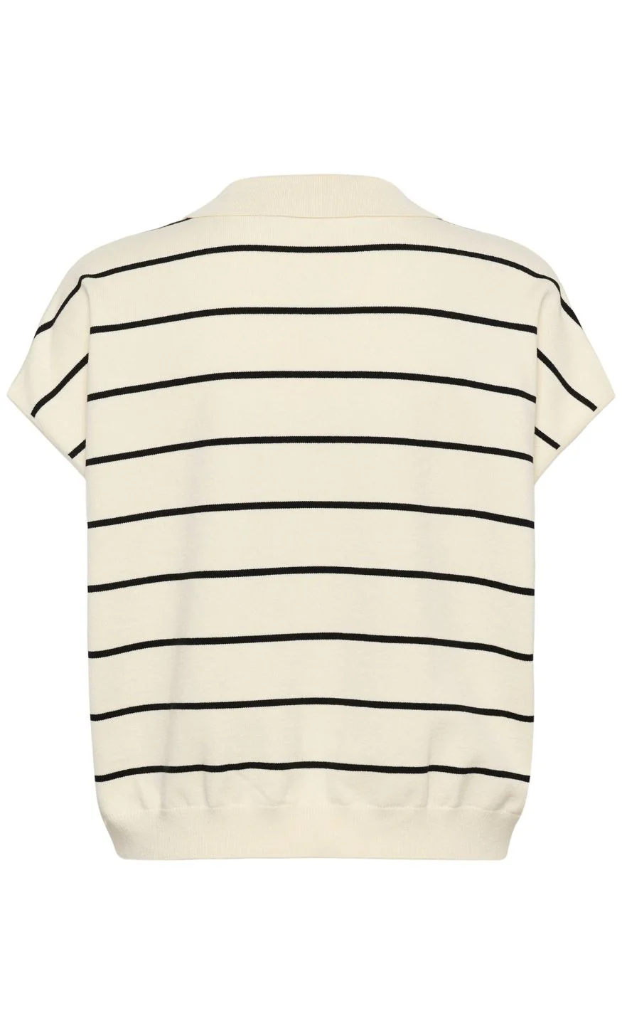Gestuz Pullover - Saia SS - Egret/Black striped - Image 3