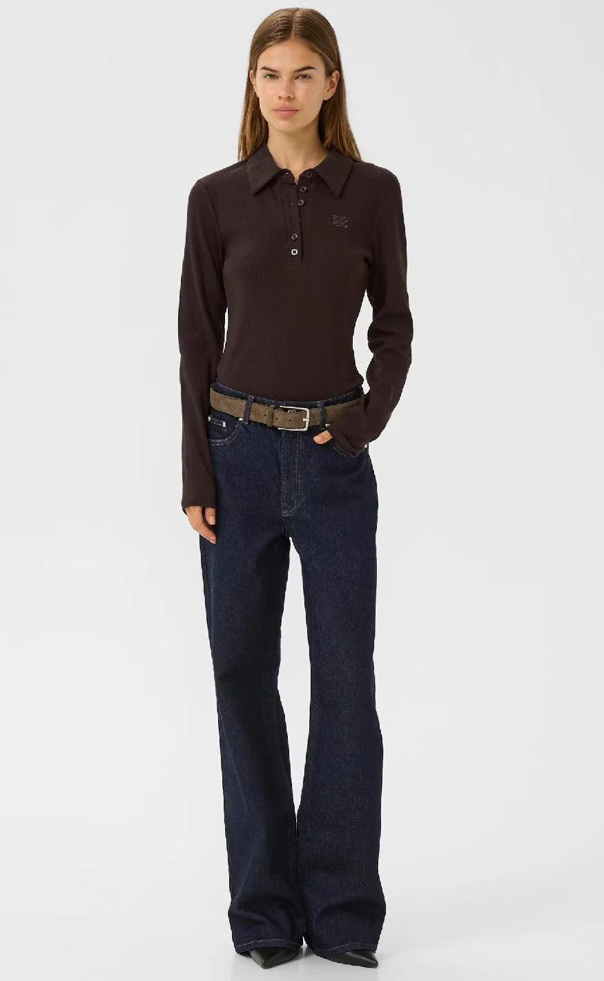 Gestuz Bluse - Drew LS Polo - Mole - Image 6
