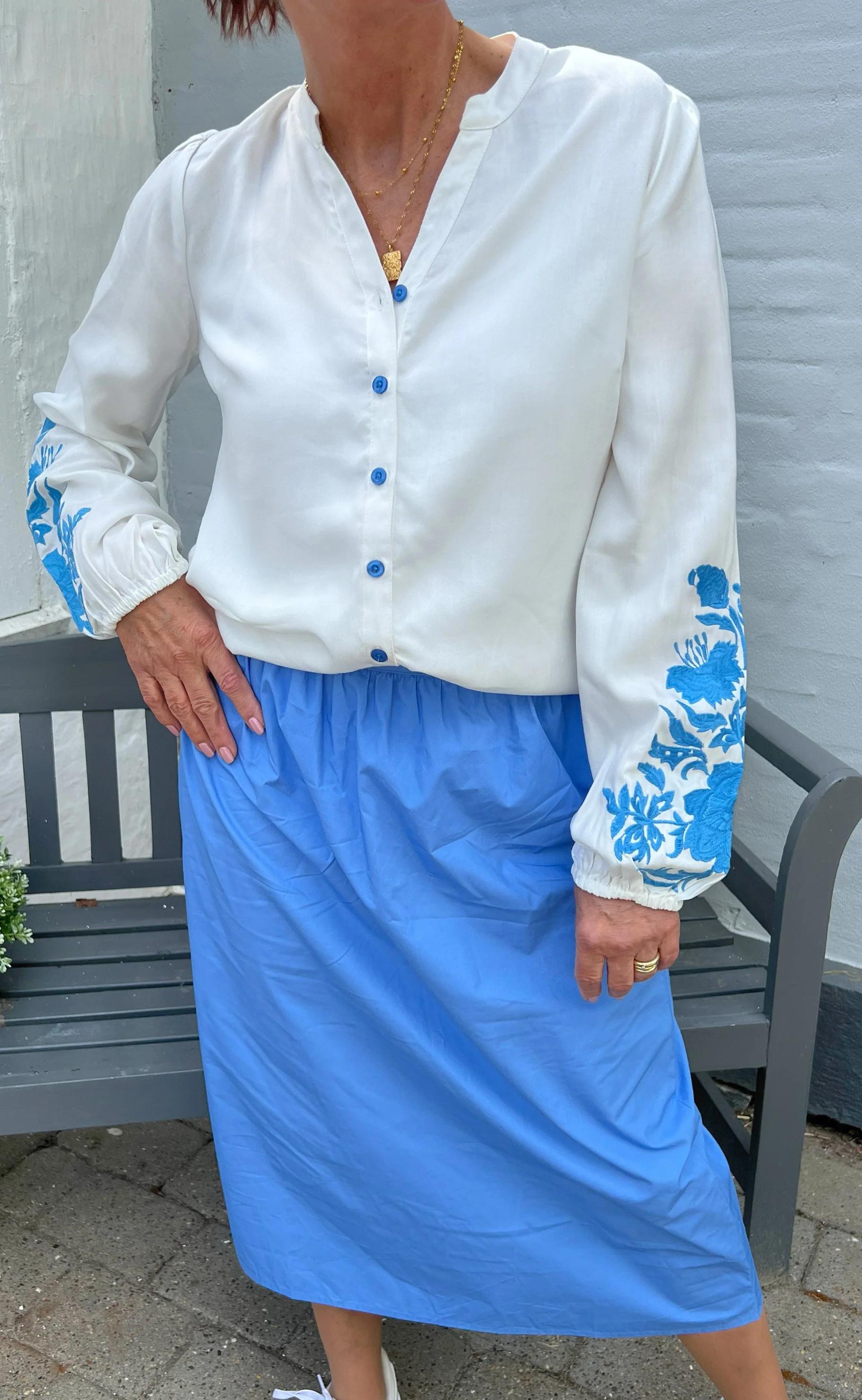 Say INA Copenhagen Bluse - Molly - Off White w. Blue - Image 10