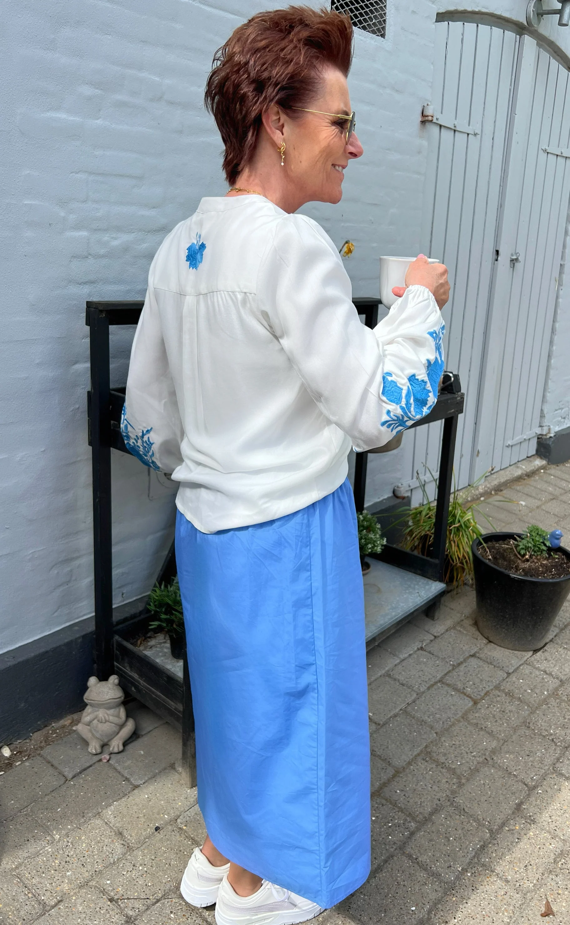 Say INA Copenhagen Bluse - Molly - Off White w. Blue - Image 2