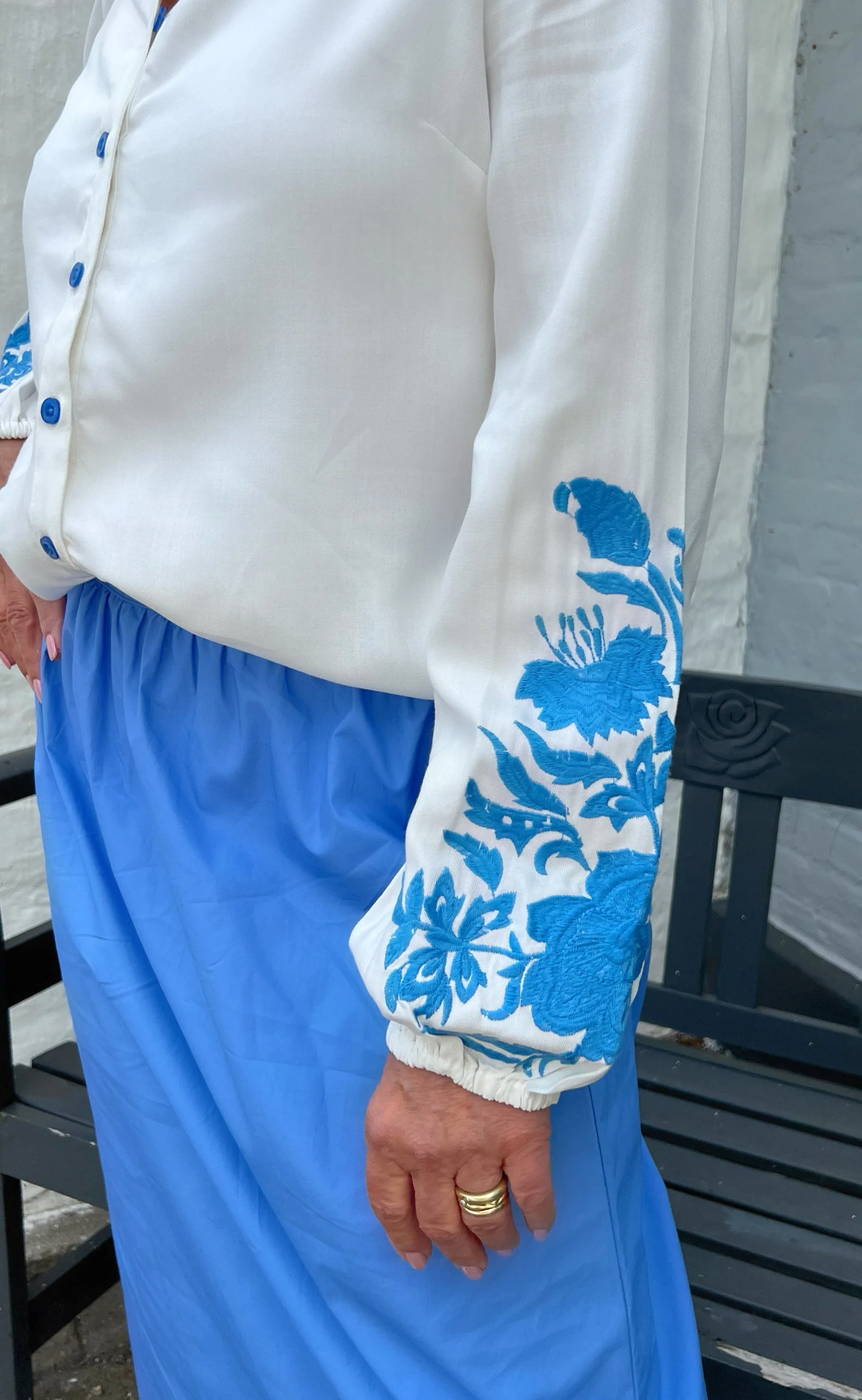 Say INA Copenhagen Bluse - Molly - Off White w. Blue - Image 4