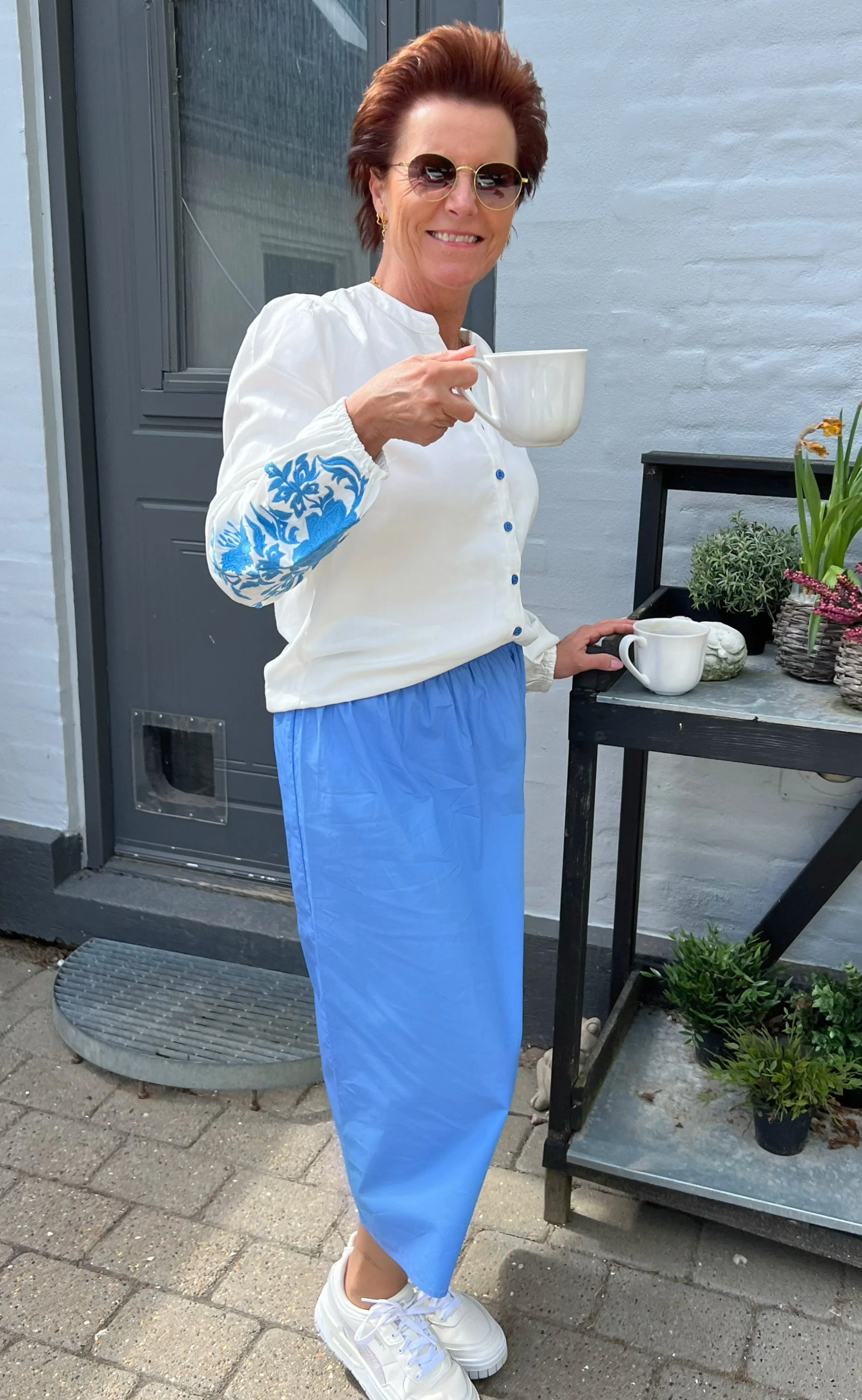 Say INA Copenhagen Bluse - Molly - Off White w. Blue - Image 5