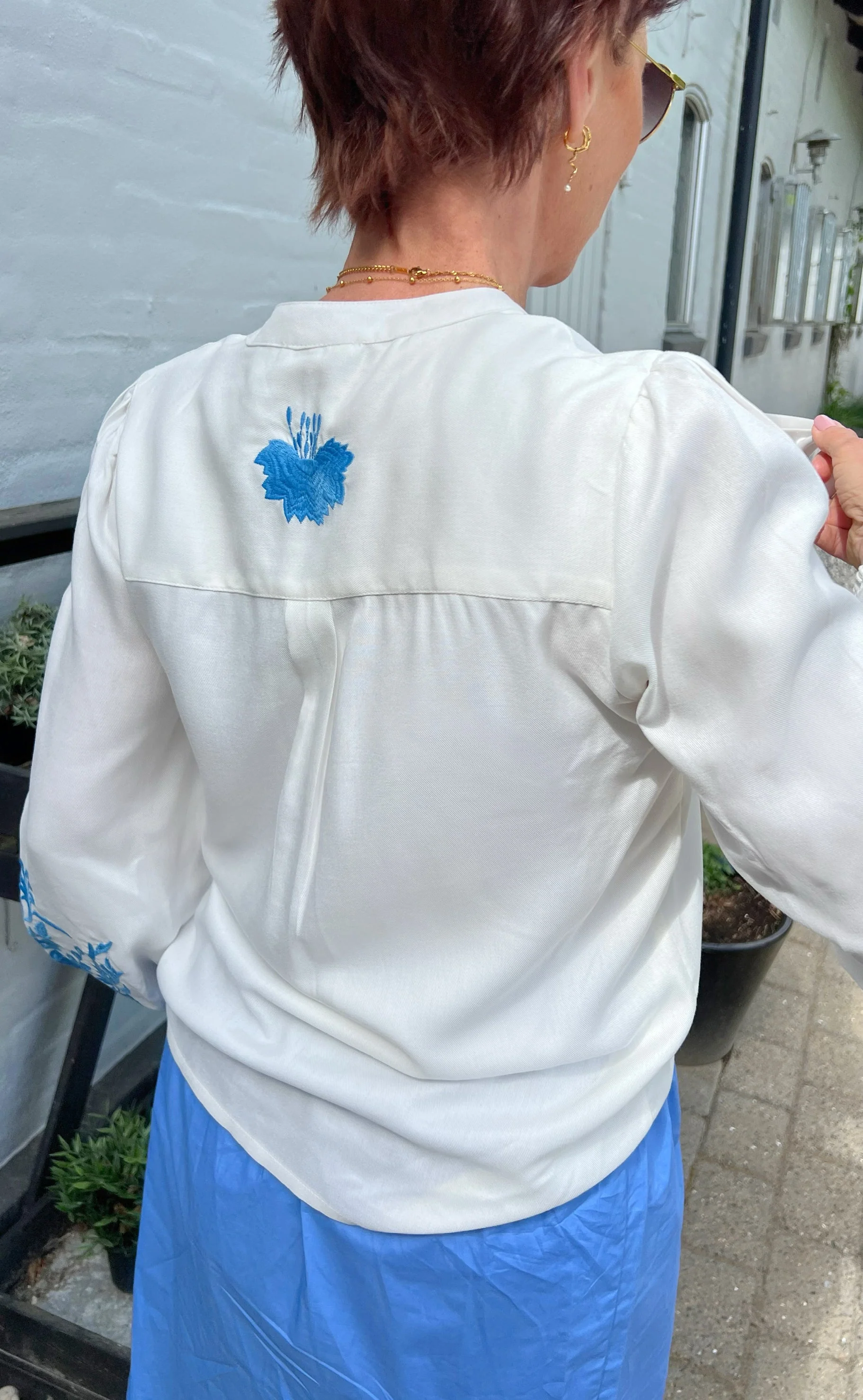 Say INA Copenhagen Bluse - Molly - Off White w. Blue - Image 6
