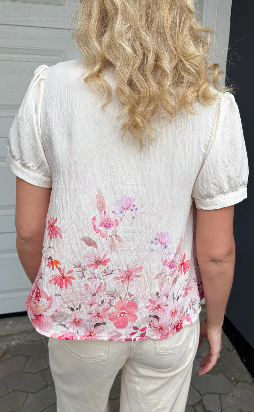 Say INA Copenhagen Bluse - Nina - Off White W. Pink Flowers - Image 5