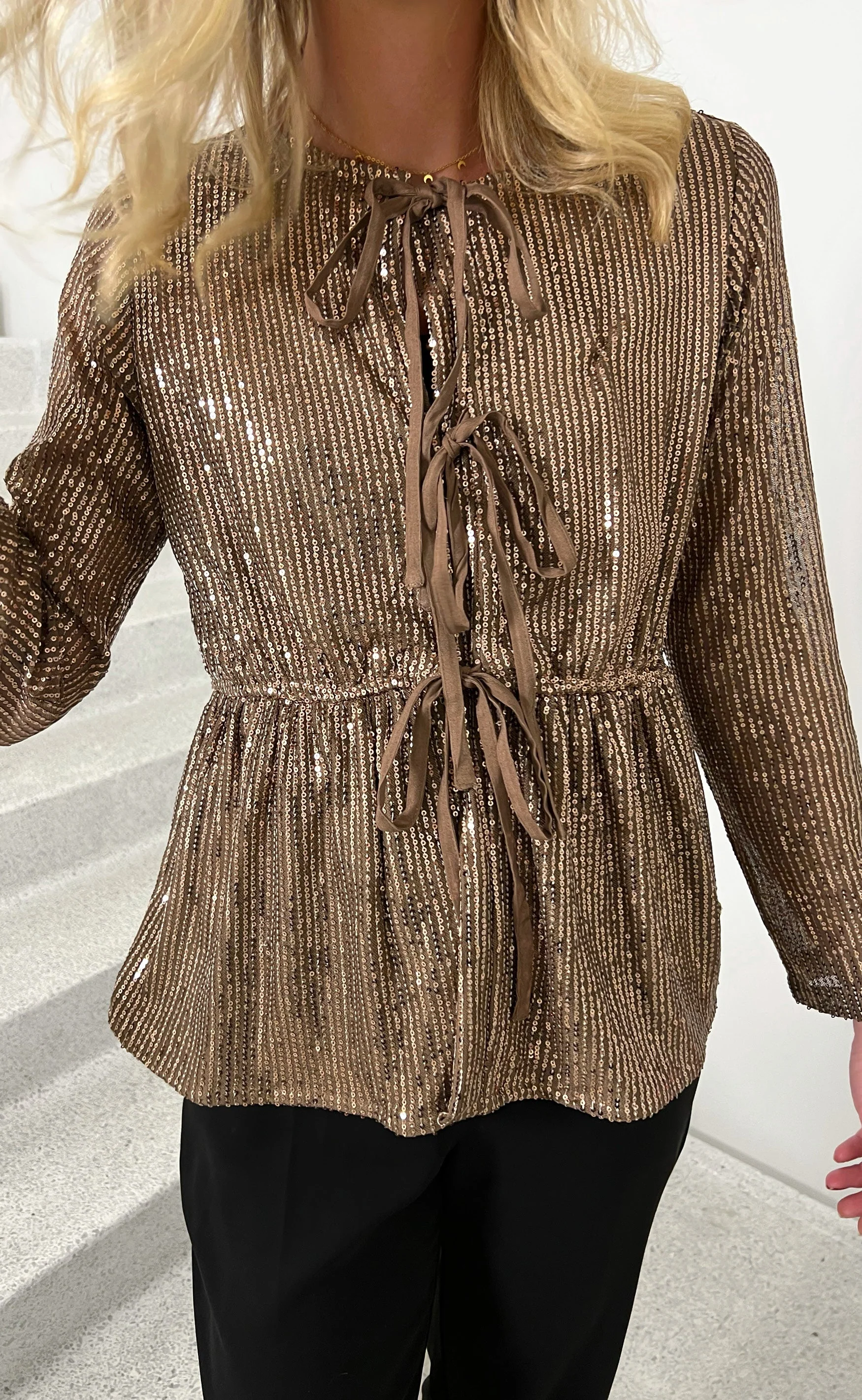 Say INA Copenhagen Bluse - Petra - Brown Sequin - Image 2