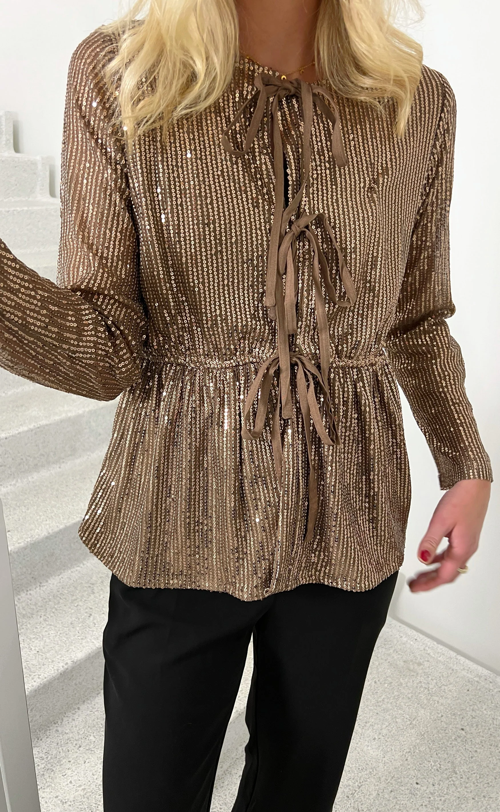 Say INA Copenhagen Bluse - Petra - Brown Sequin - Image 8