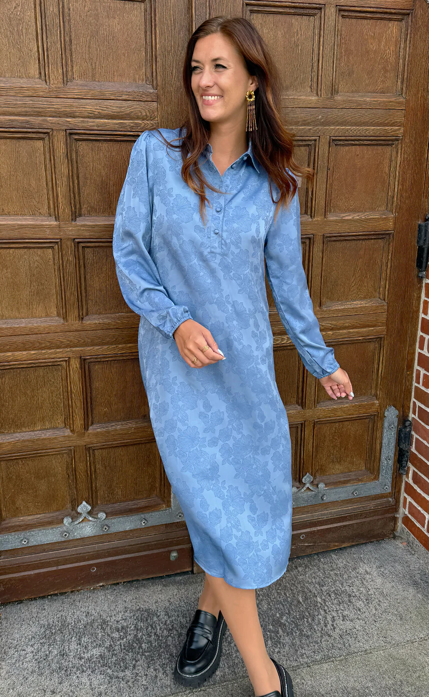 INA Copenhagen Kjole - Celeste LS - Blue Flower - Image 2