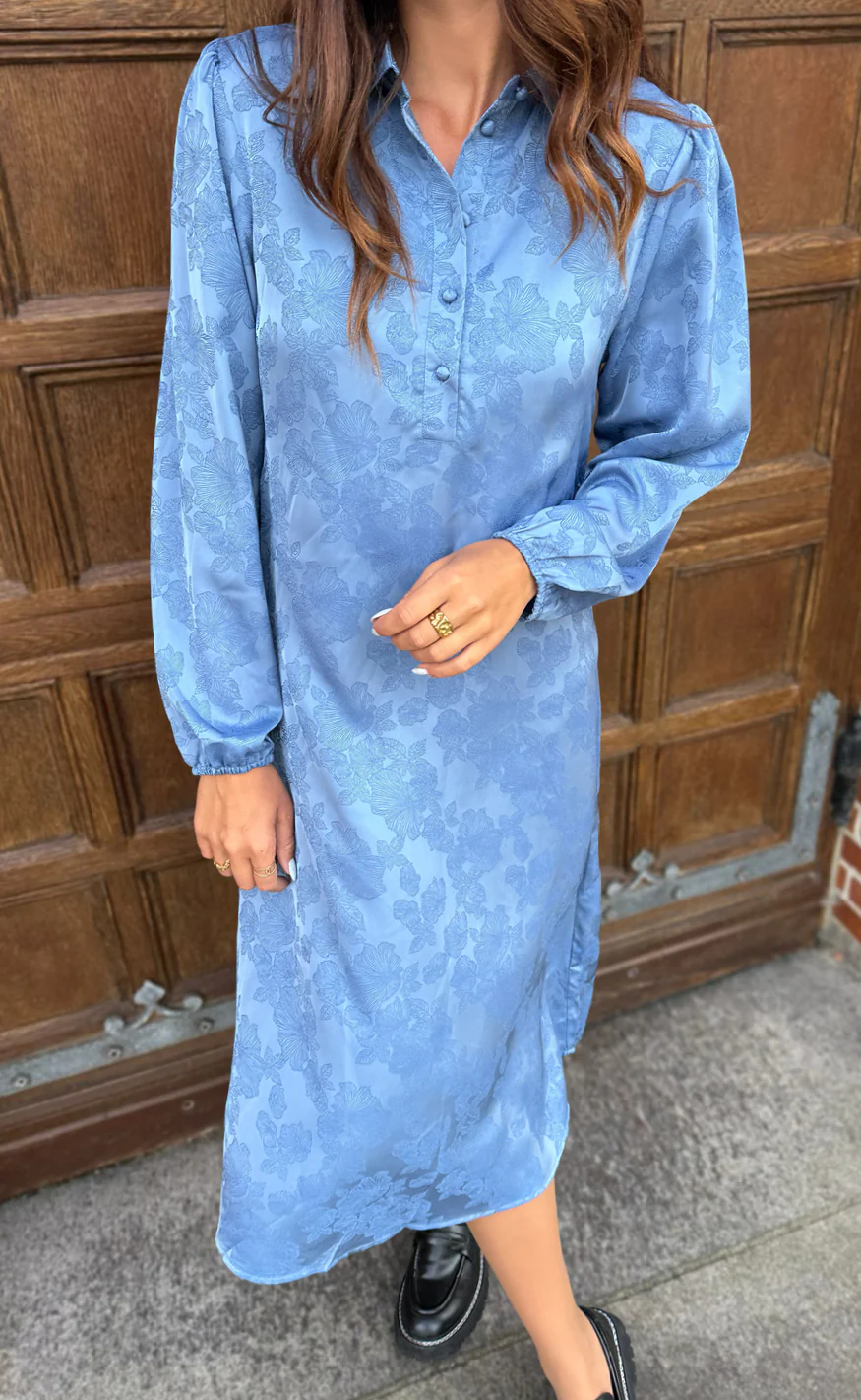 INA Copenhagen Kjole - Celeste LS - Blue Flower - Image 8