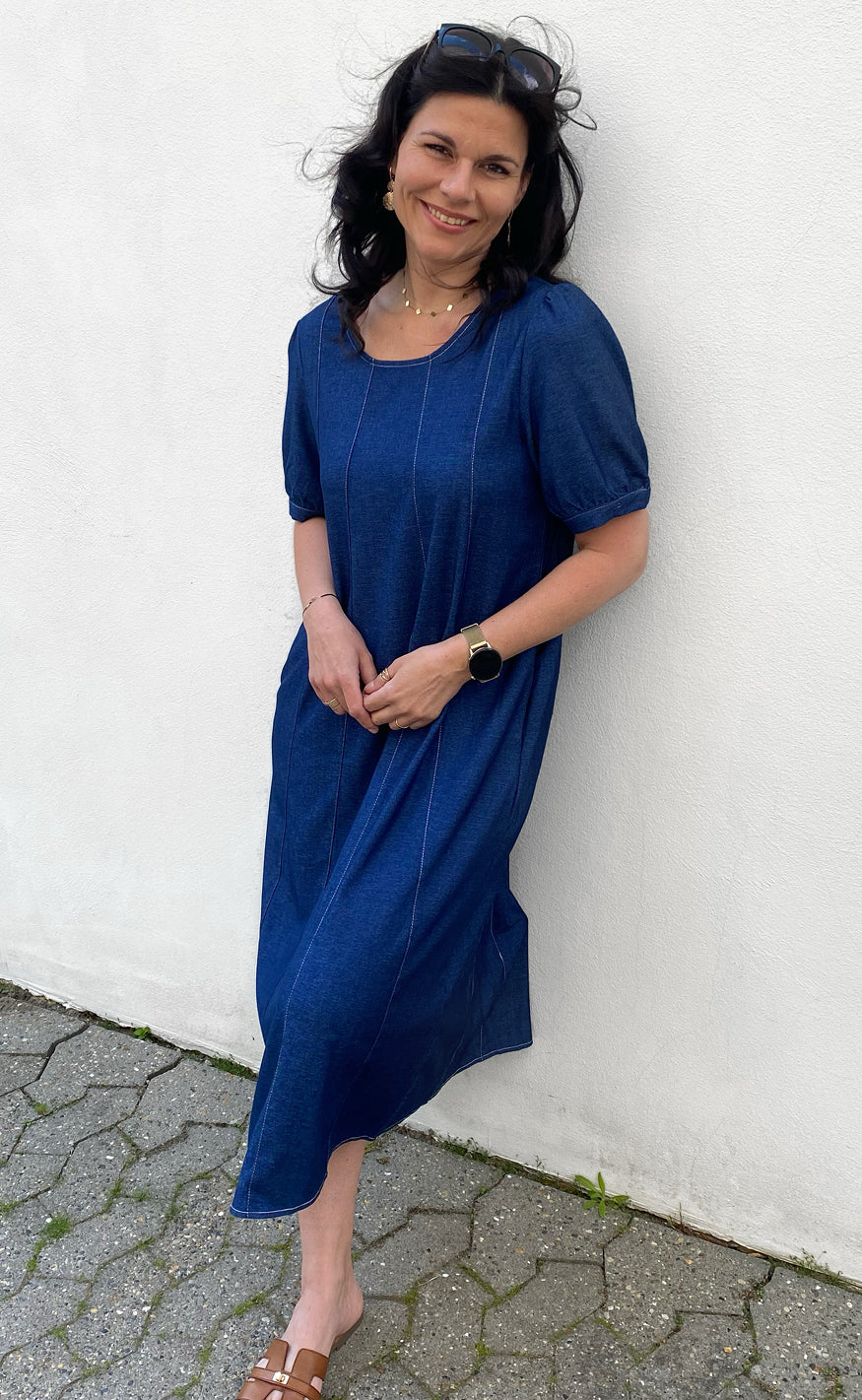 Say INA Copenhagen Kjole - Daniella Denim - Denim Blue W. White Stitches - Image 4