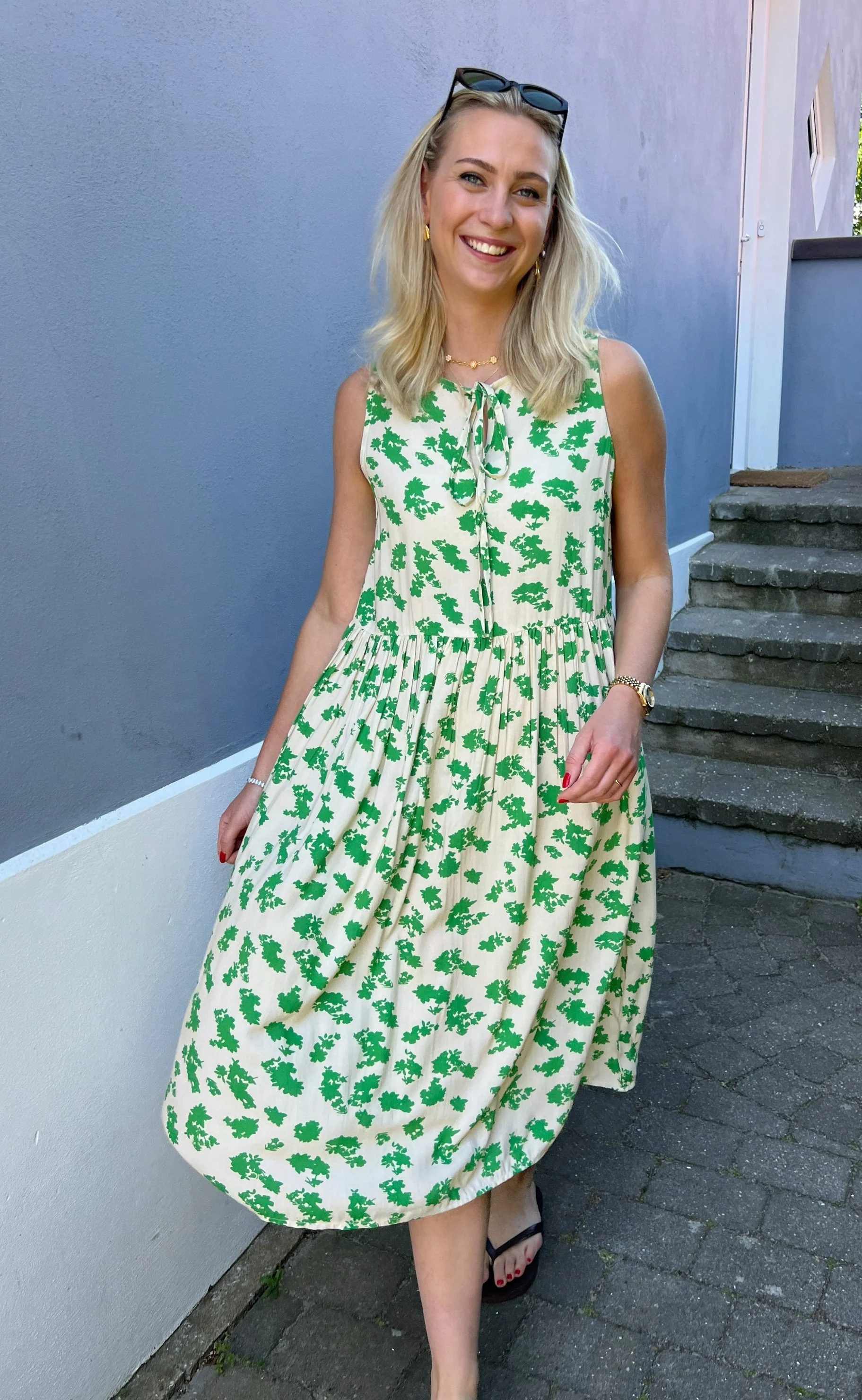 Say INA Copenhagen Kjole - Heidi - White/Green Flowers - Image 8