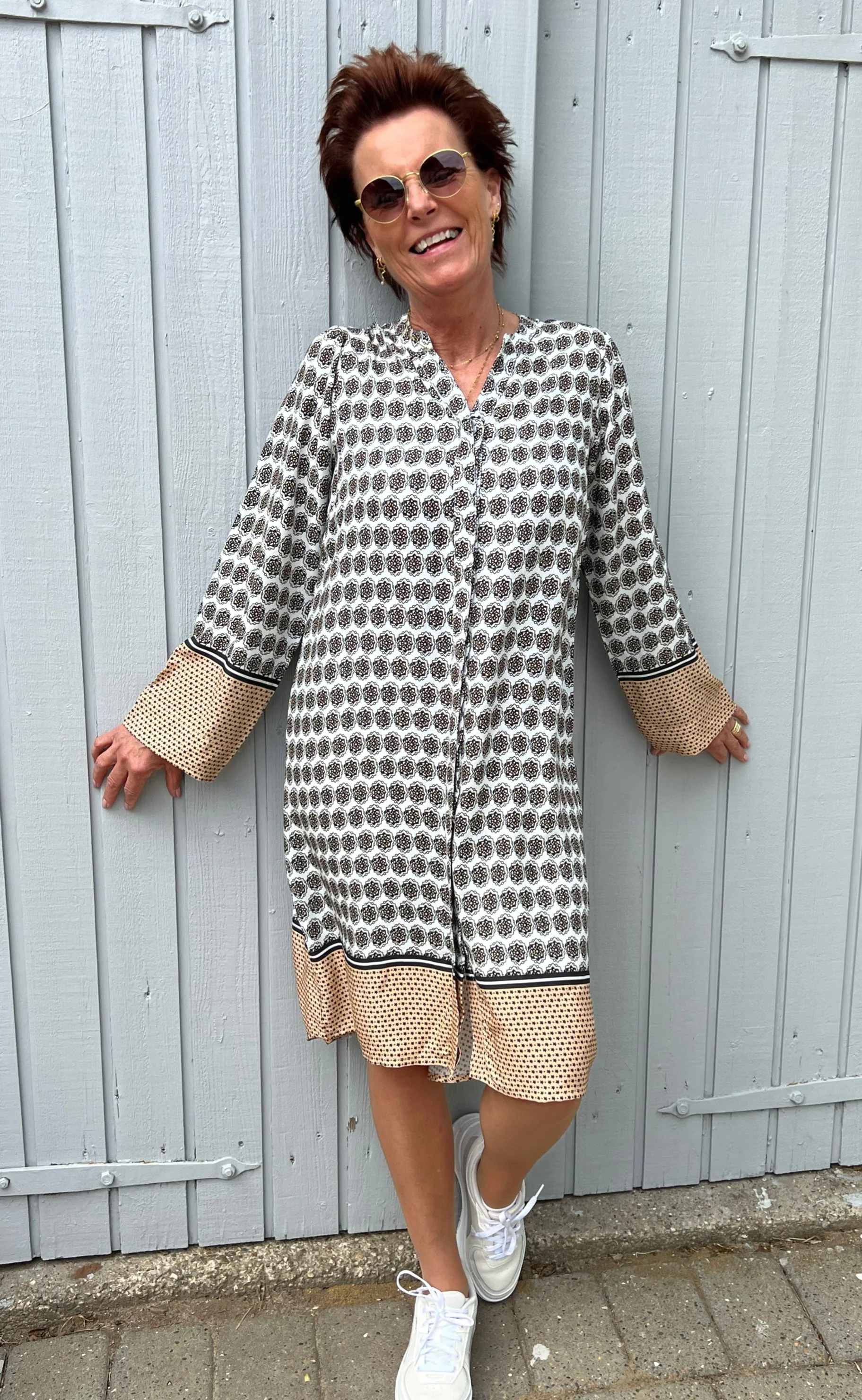 Say INA Copenhagen Kjole - Katia - Beige Print - Image 9