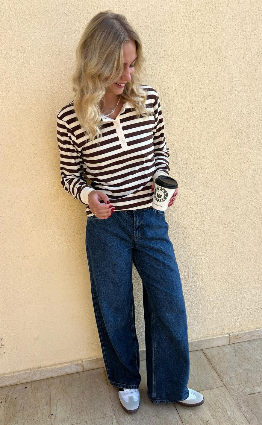 Say INA Copenhagen Polo / Bluse - Pamela - Brown Striped - Image 7