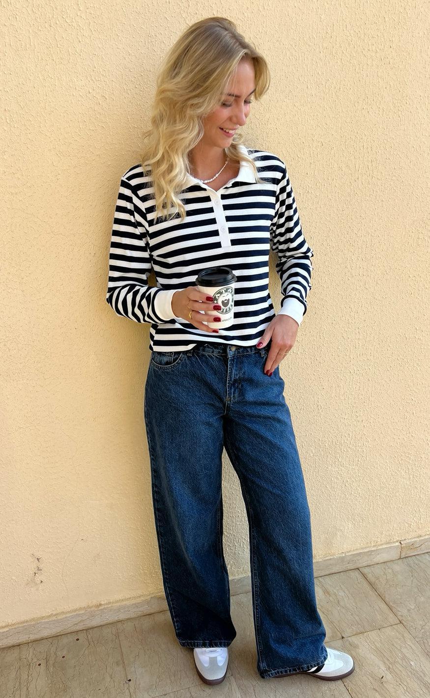 Say INA Copenhagen Polo / Bluse - Pamela - Navy Striped - Image 5
