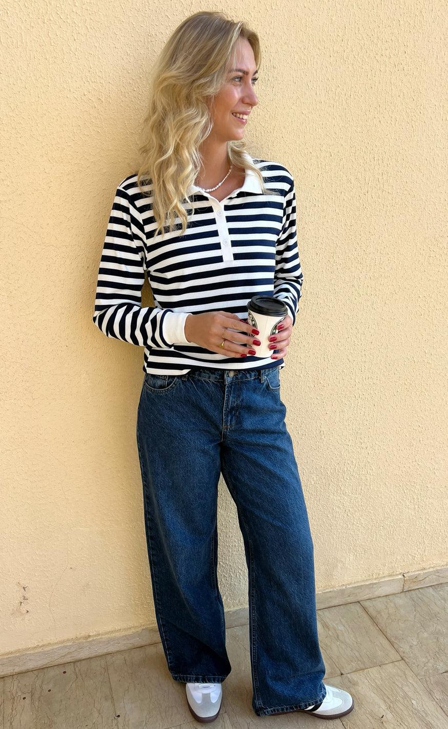 Say INA Copenhagen Polo / Bluse - Pamela - Navy Striped - Image 7