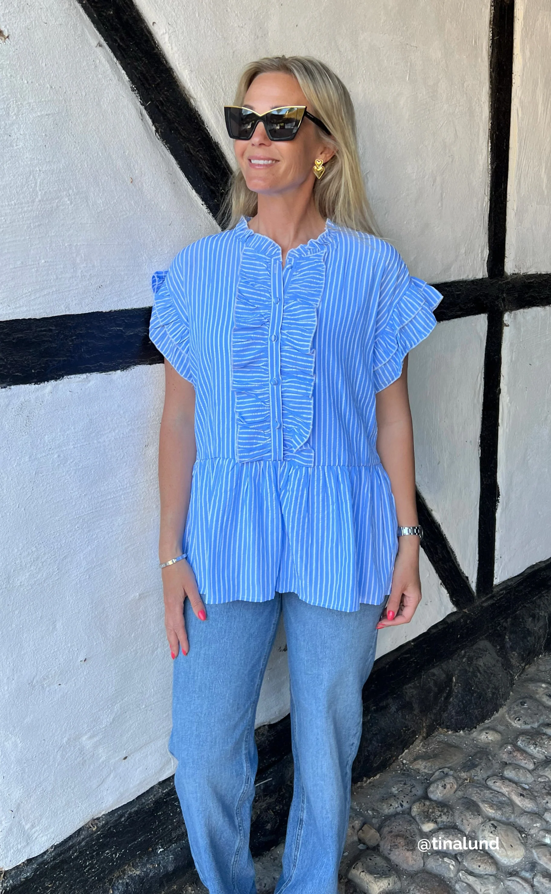 Say INA Copenhagen Top - Freya - Blue Striped - Image 4