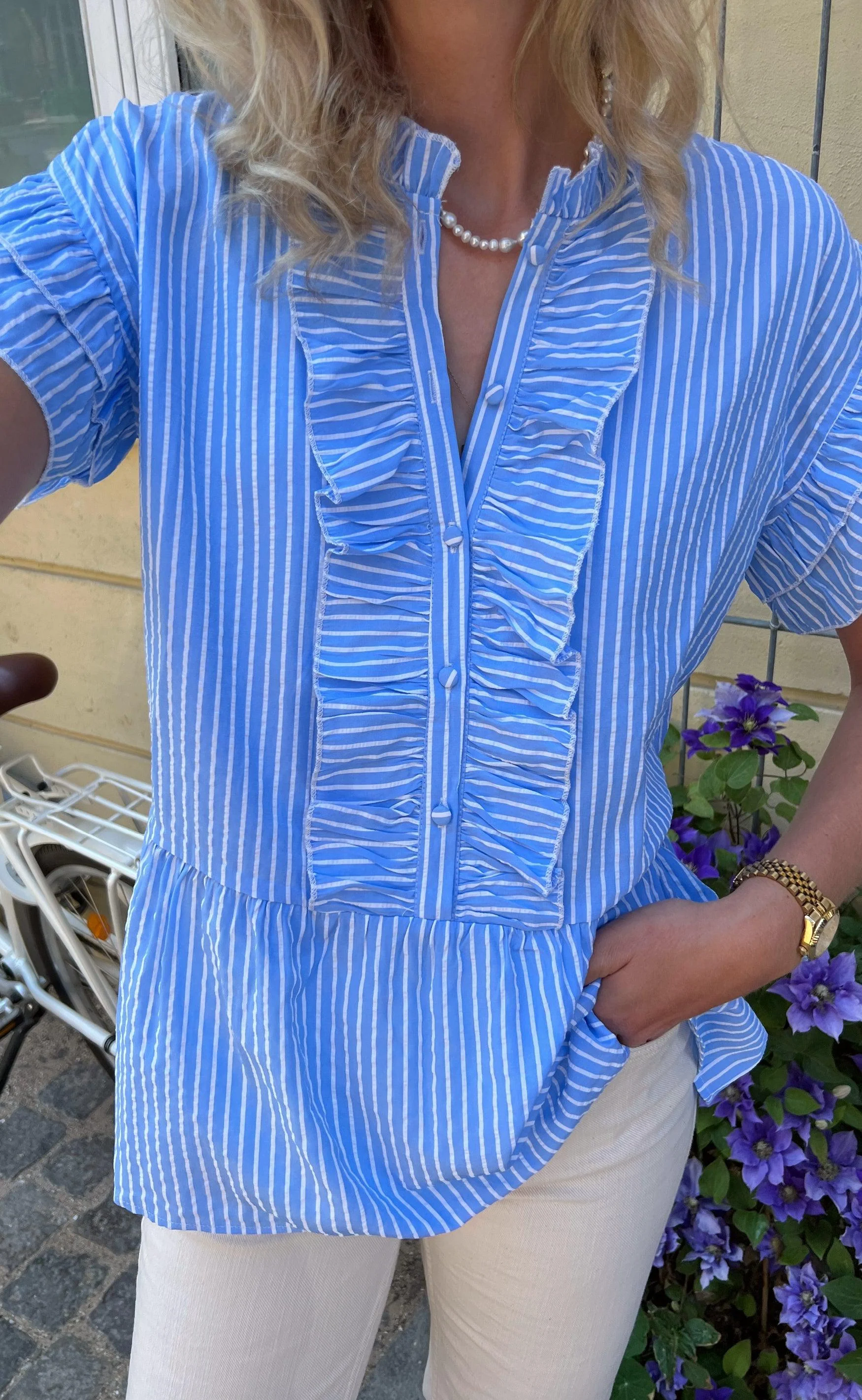 Say INA Copenhagen Top - Freya - Blue Striped - Image 6