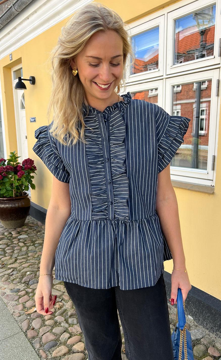 Say INA Copenhagen Top - Freya - Denim Blue Pinstripe - Image 6