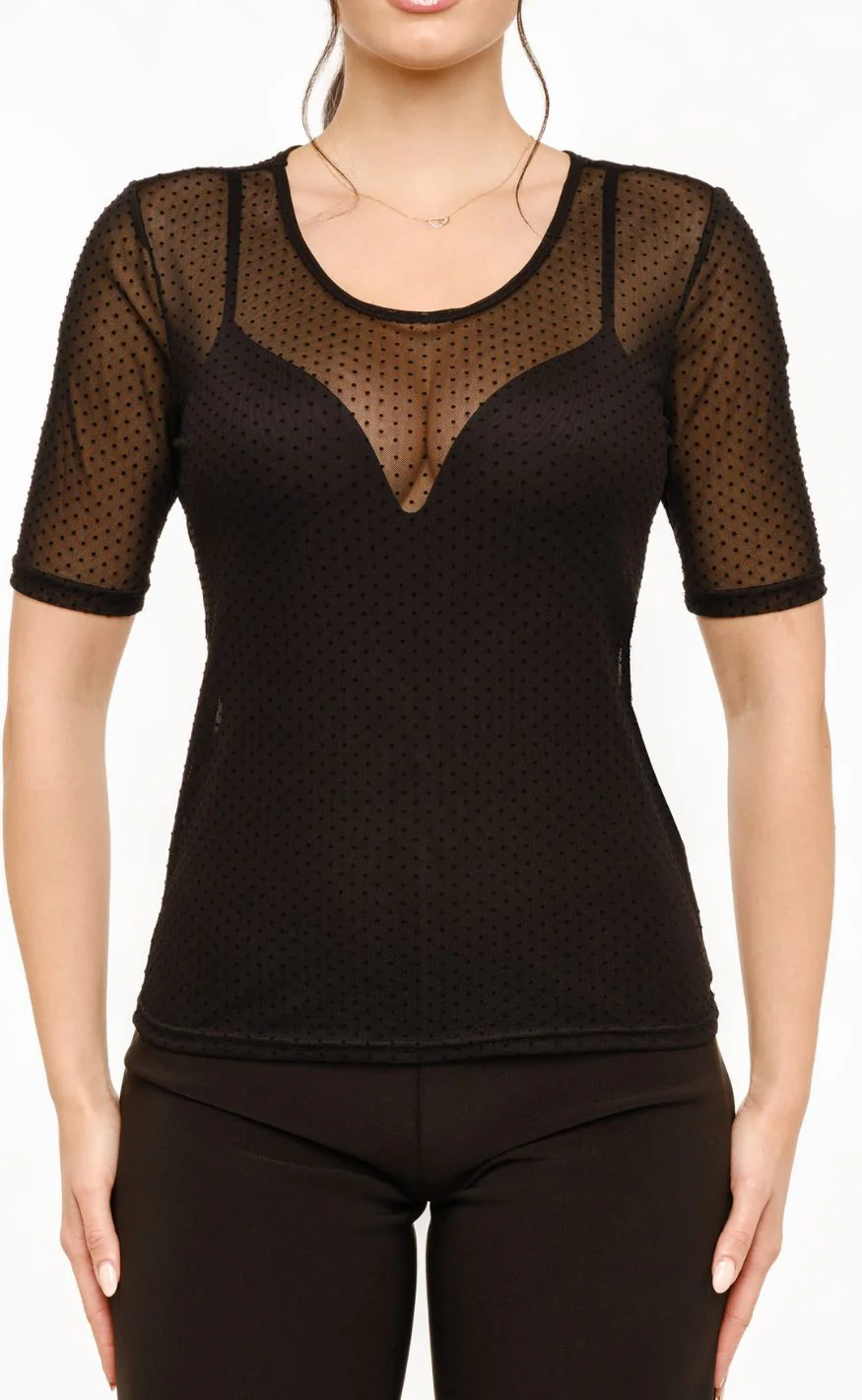 Liberté T-shirt - Mesh Dot - Black - Image 2