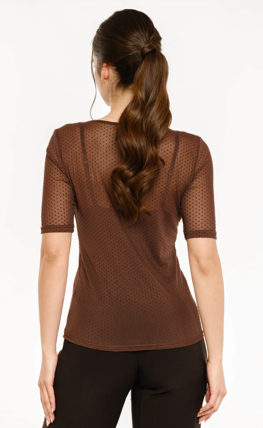 Liberté T-shirt - Mesh Dot - Dark Brown - Image 2