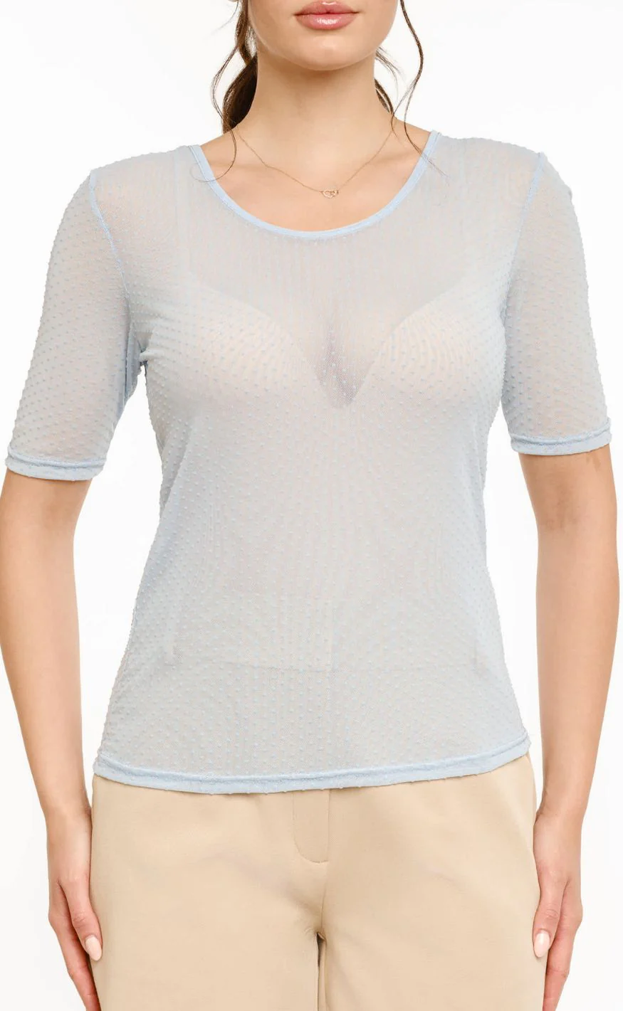 Liberté T-shirt - Mesh Dot - Light Blue - Image 2