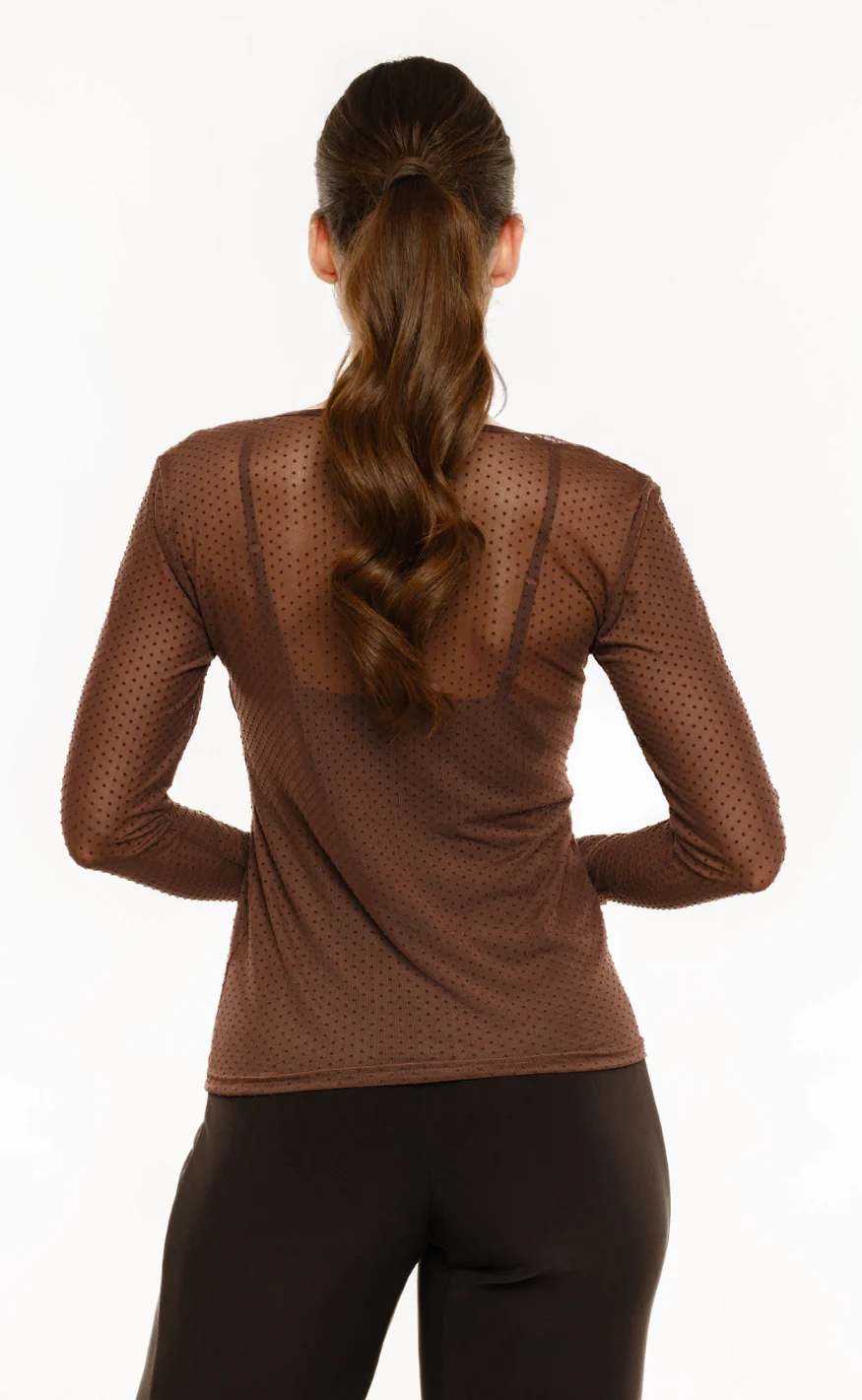 Liberté T-shirt - Mesh Dot LS - Dark Brown - Image 2