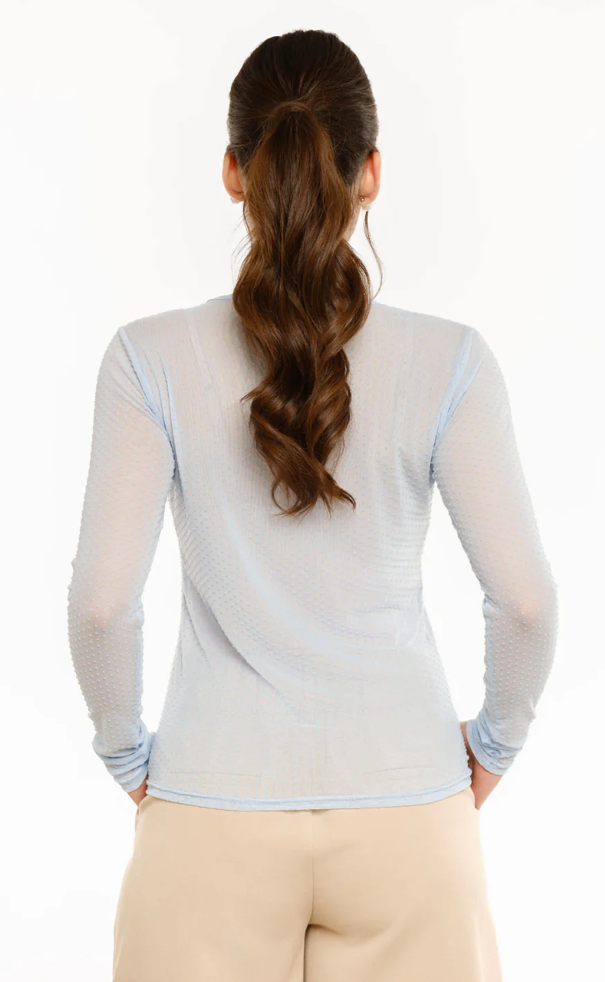 Liberté T-shirt - Mesh Dot LS - Light Blue - Image 2