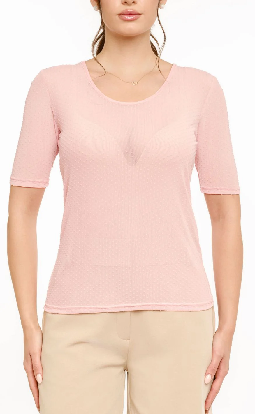 Liberté T-shirt - Mesh Dot - Rose - Image 2