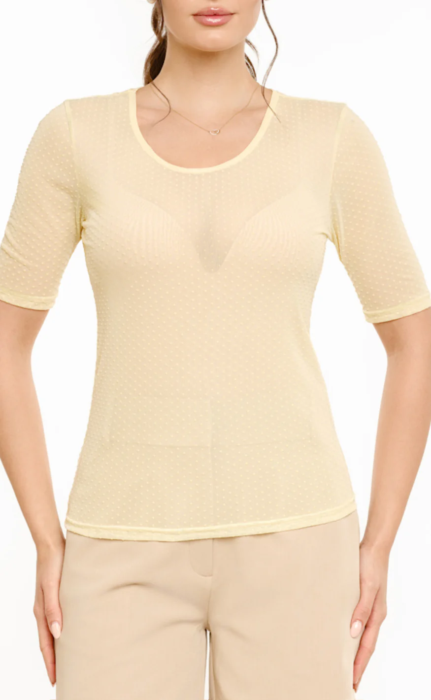 Liberté T-shirt - Mesh Dot - Yellow - Image 3