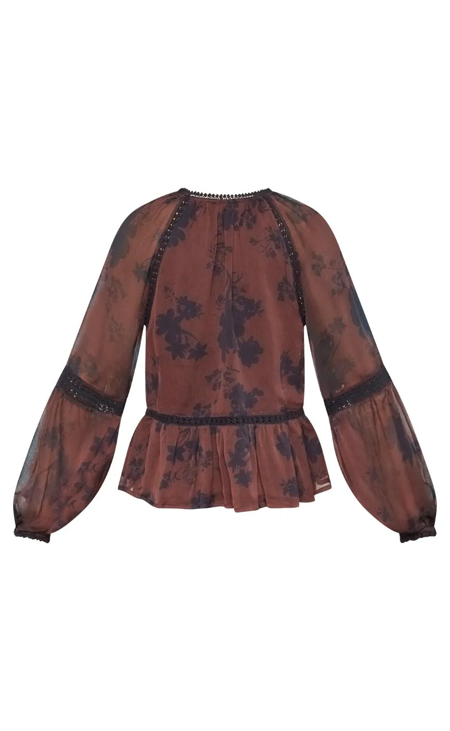 Love & Divine Bluse - Love1407 - Bordeaux/Flower - Image 2
