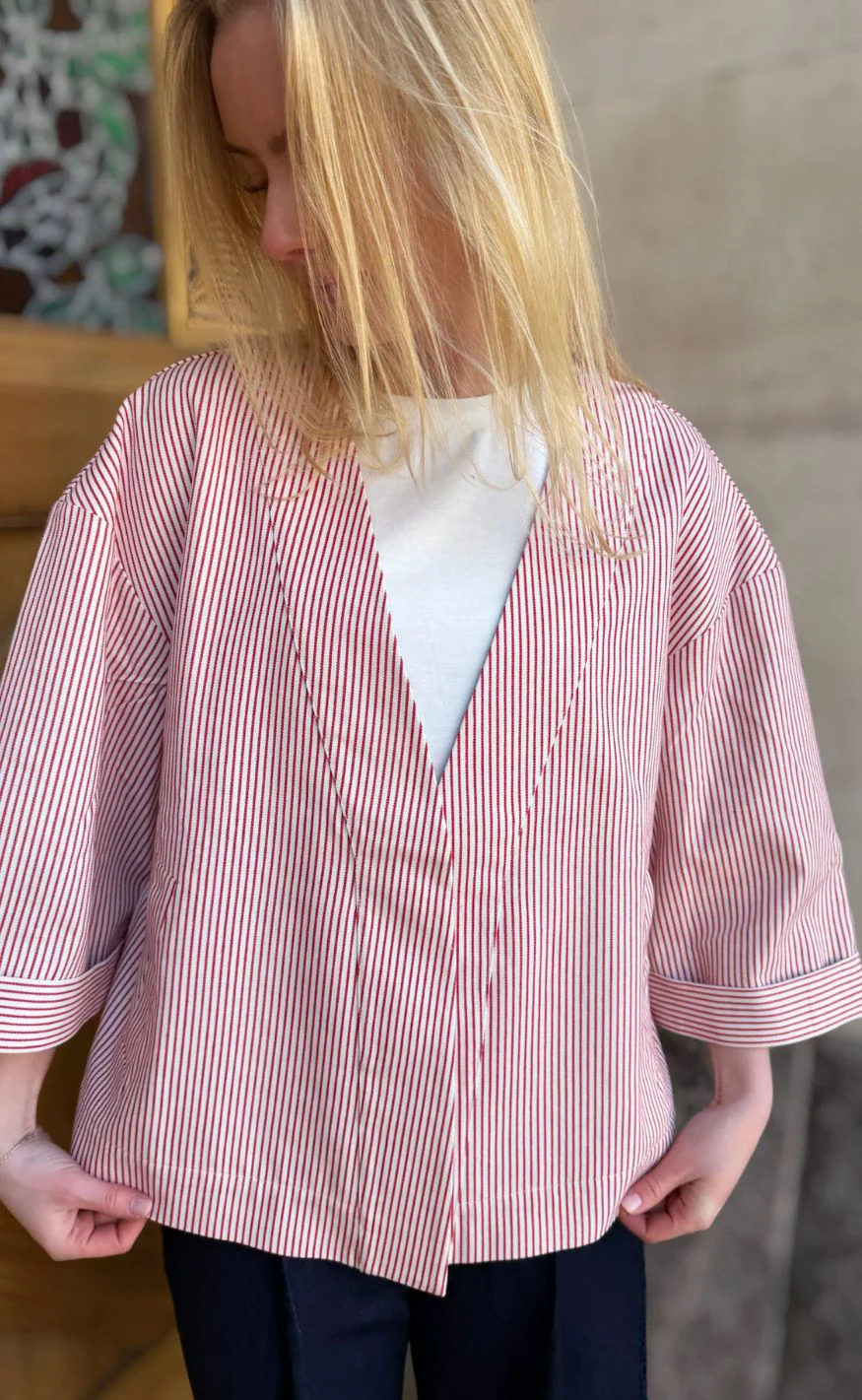 Love & Divine Cardigan - Love1521 - Red Stripes - Image 4