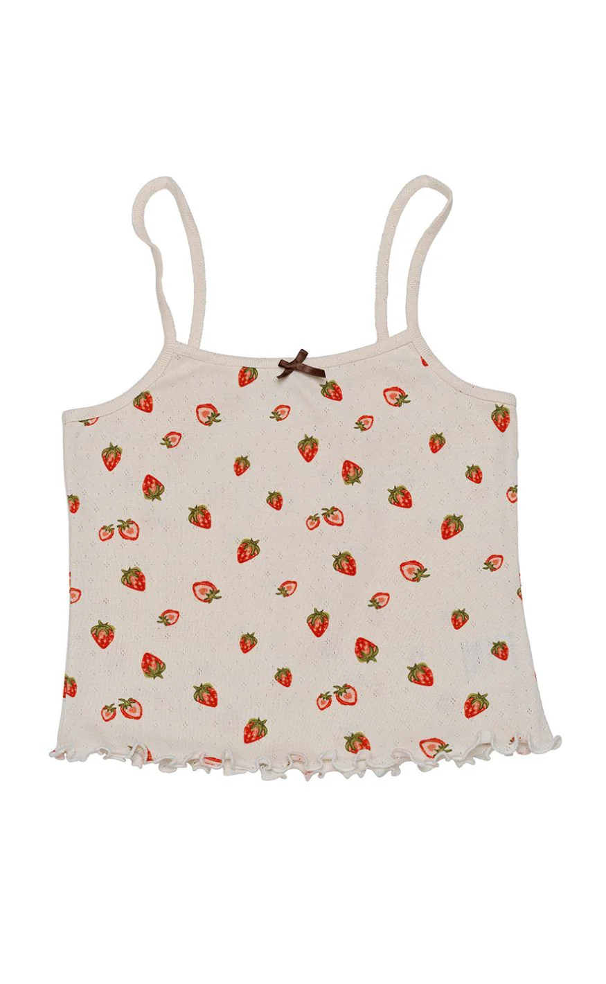 Maanesten Top - Fei Pointelle - Strawberry Garden White - Image 2