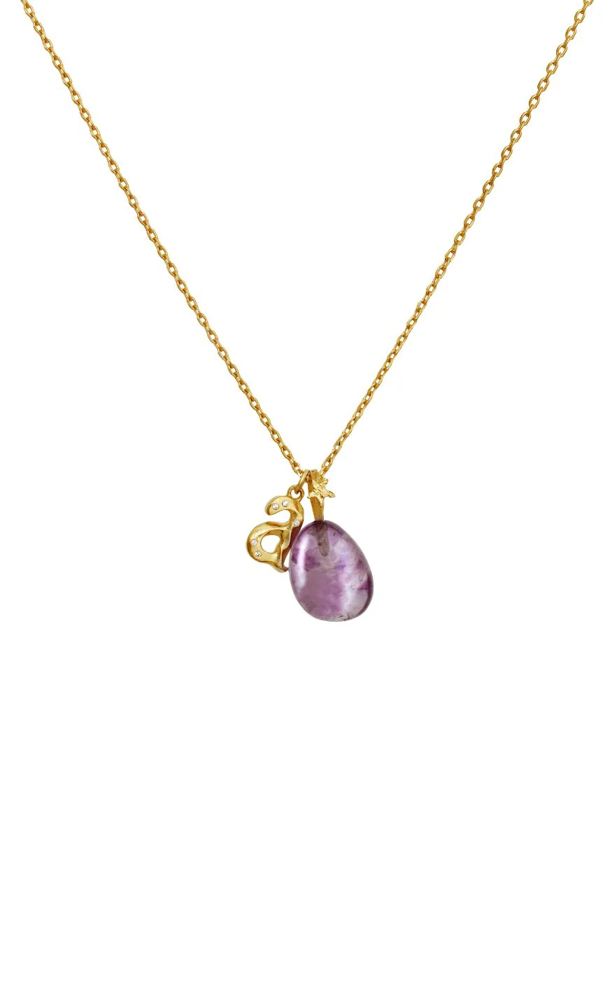 Maanesten Vedhæng - Amethyst Air - Gold Colour - Image 3