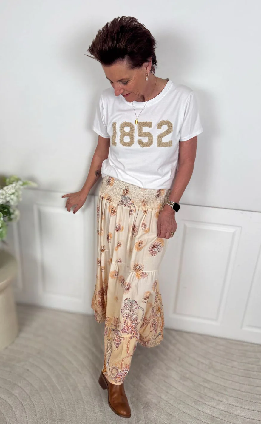 Marta Du Chateau T-shirt - Alvera - White/Beige - Image 2